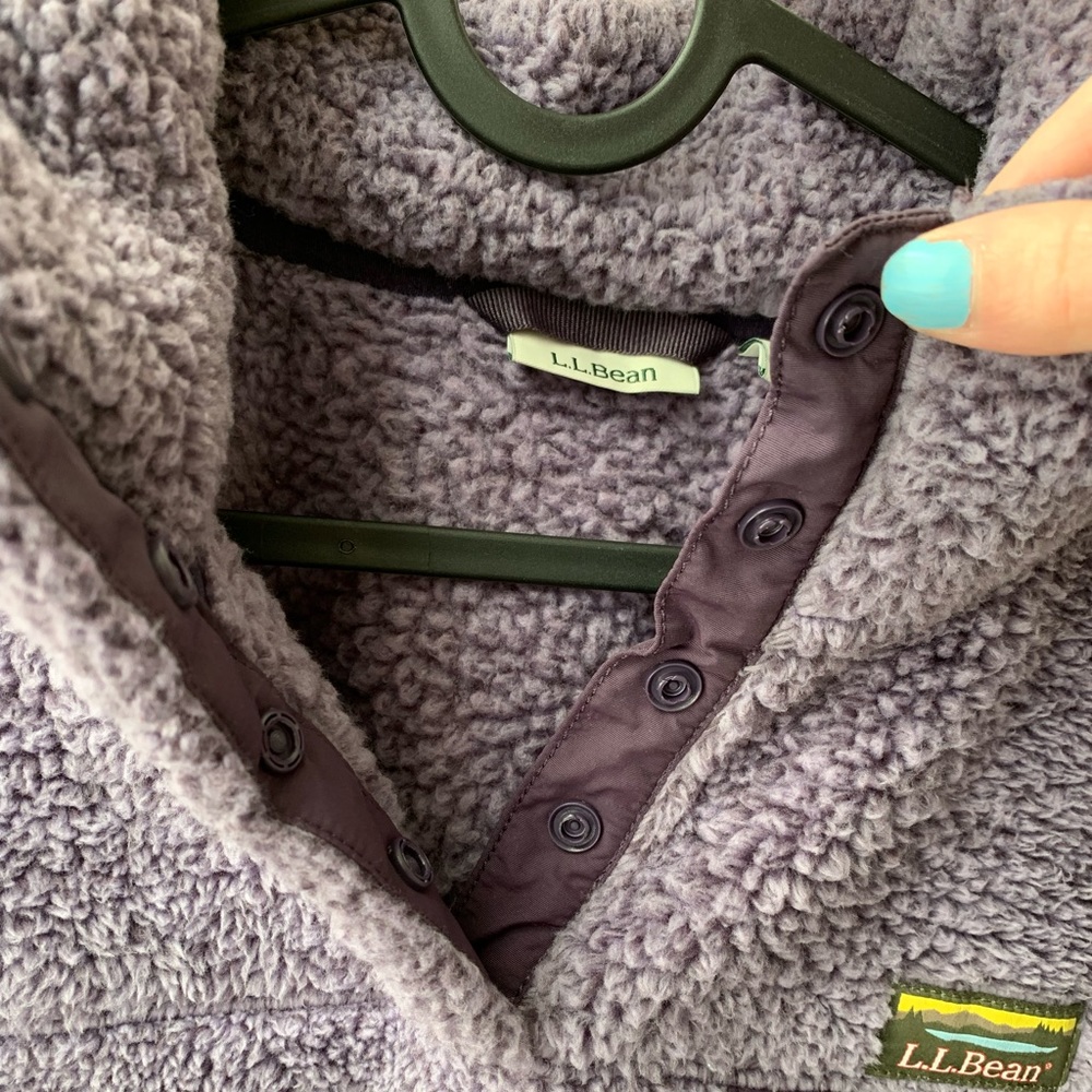 L.L Bean purple fuzzy quarter button up - Picture 5 of 6